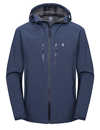 Little Donkey Andy Men's Waterproof Shell Jacket Breathable Hooded Rain Coat for Cycling Hiking Navy XX-Large