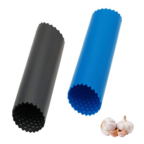 BaiJ Pelador de Ajos,2 Piezas Manual Pelador de Silicona Fácil Utiles de Cocina Útil Utensilios Accesorios Fácil de Pelar Ajo Gadgets de Cocina Mantenga Sus Manos Libres de Olores Negro/Azul