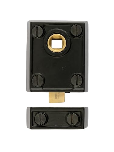 STALLION HARDWARE Small Durable Iron Rim Latch - Black Powder Coat, Weather-Resistant, Compact Design for French Doors & Screen Doors