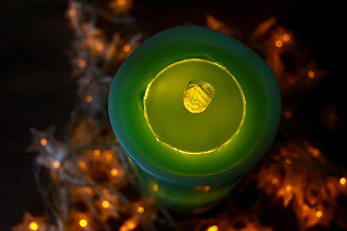 Kitch Aroma Real Wax Indoor Water Fountain Candles with Rechargeable Function,Water Wick Pillar Candle Tabletop Fountain,Green Color,Pack of 1