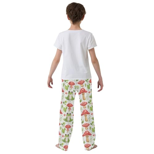 Frog Mushroom Leaf Boys Long Pants Soft Trousers Elastic Waist Kids Lounge Bottoms with Pockets S-XL3