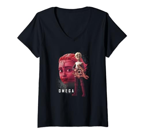 T-shirt Star Wars Omega Femme col V imprimé collage geek chic