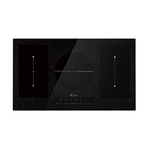 Empava Electric Stove Induction Cooktop Horizontal with 2 Burners in Black Vitro Ceramic Smooth Surface Glass 120V, 12 Inch