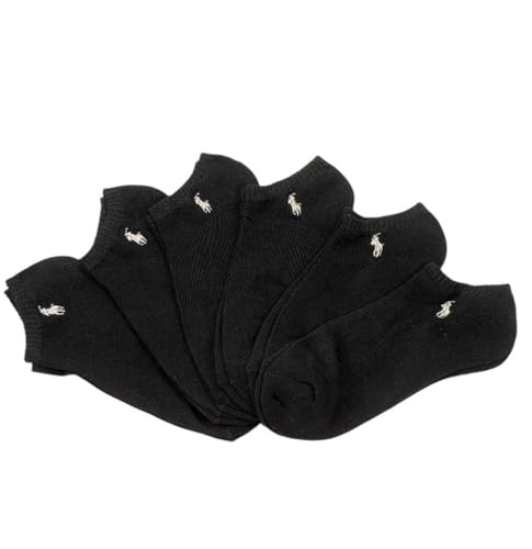 Polo Ralph Lauren Men`s Half Cushioned No Show Socks 6 Pack, Black, 9-13 UK