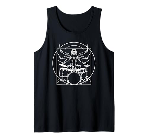 DA Vinci Vitruvian Drummer Man Rock Music Fan Rock n Roll Tank Top