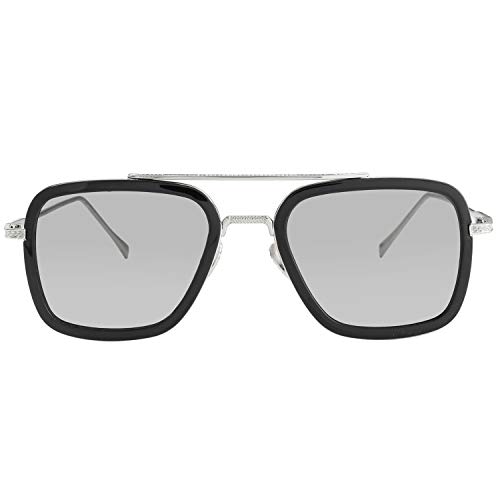 Image of Kursan Polarized Tony Stark Sunglasses for Men Women Vintage Square Metal Frame Iron Man and Spider-Man Eyeglasses