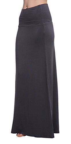 Image of Urban CoCo Women's Stylish Spandex Comfy Fold-Over Flare Long Maxi Skirt