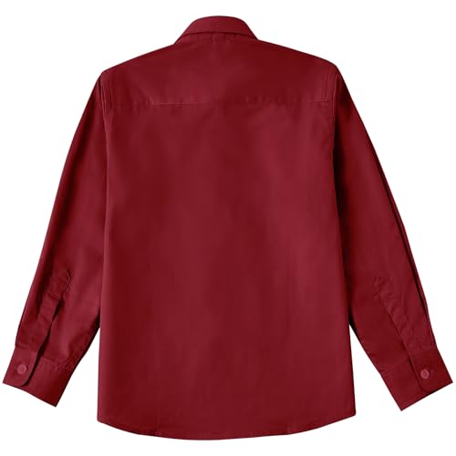 Image of Boys' Button Down Dress Shirts Kids Long Sleeve Solid Collared Uniform Shirt for Toddler Boy (Size 2T-20)