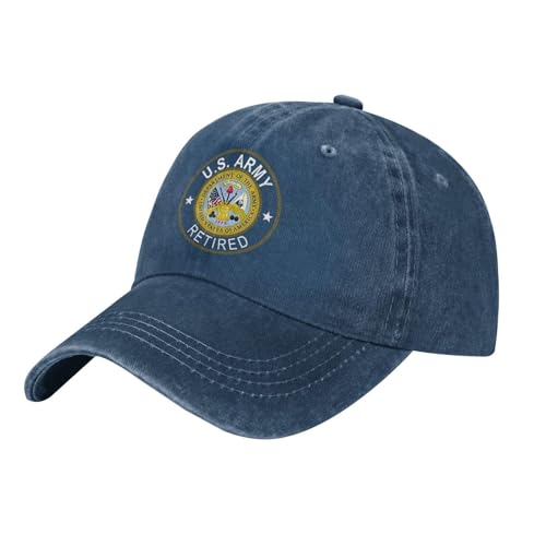 WANBAOEBKE Us Flag Army Retired Baseball Cap Cotton Cowboy Hat Fashionable for Man Woman Adjustable