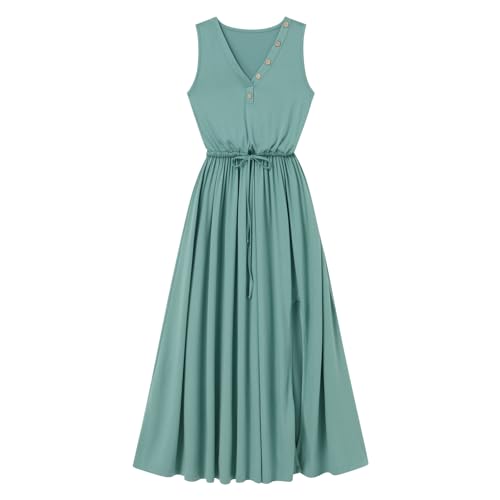 AWIBMK Mommy and Me Matching Dresses V Neck Split Tie Front Ruffle Dress Adjustable Drawstring Mom Daughter Outfits4