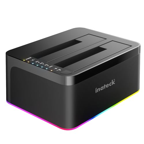 Station d'accueil HDD/SSD RGB Inateck USB-C | Double baie 40 To clone hors-ligne