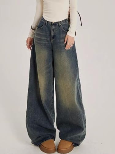 Image of KOTTY Women Wide Leg Baggy Jeans High Waist Relaxed Fit Denim Casual Wear