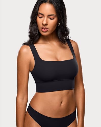 Image of INLYRIC Women's Inbarely Outwear Longline Square Neck Bralette Supportive Unlined No Underwire Yoga Sports Bra