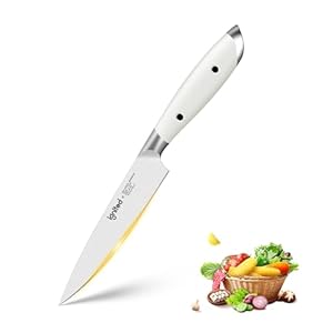 5 inch Paring Knife, German 1.4116 Stainless Steel Peeling Knife, Fruit Vegetable Knife with White ABS Handle, Razor Sharp Small Kitchen Knife with Gift Box