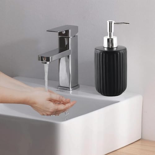 Bathroom Hand Soap Dispenser Decorative Ceramic Striped Soap Dispenser for Hand Soap Lotion Stylish Hand Pump Dispenser Soap Bottle for Kitchen Bathroom Hand Soap Dispenser4