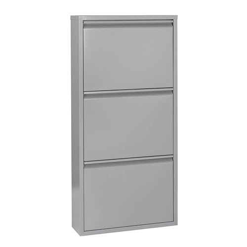 Betten-ABC Amelie – Moderner Schuhschrank, Platzsparend & Robust, Pflegeleichtes Metall, Kratzfest, Montiert geliefert, Farbe: Grau, Größe: DREI Klappen Betten-ABC Amelie – Moderner Schuhschrank, Platzsparend & Robust, Pflegeleichtes Metall, Kratzfest, Montiert geliefert, Farbe: Grau, Größe: DREI Klappen
