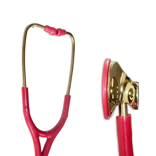 Image of Fidelis Healthcare Single Head Cardio Gold Cardiology Stethoscope Red Edition for Doctors, Medical Professionals & Students | Premium Acoustic Chestpiece, Lightweight Flexible Tube Clinical Gear