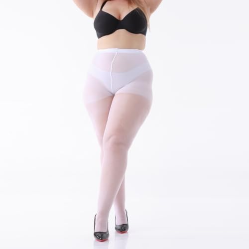 Image of LADYFAN 3 Pairs Plus Size Women's Sheer Tights 20D High Waist Pantyhose