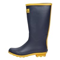 Peter Storm Women's Full-Length Wellington Boots, Navy/Yellow, Rubber, Waterproof, Polyester Lined, Contrast Trim Design (Navy, 6, UK Footwear Size System, Adult, Women, Numeric, Medium, 6)