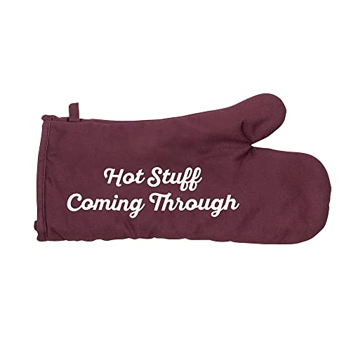 About Face Designs Hilarious Say What Collection - Cotton Oven/Grill Mitt, One Size, Hot Stuff - Maroon