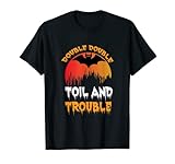 Camiseta vintage de Halloween con sombrero de bruja y luna. Úsalo cuando vayas a dar un toque dulce o ácido, o celebra las vacaciones de Halloween en una fiesta de disfraces.