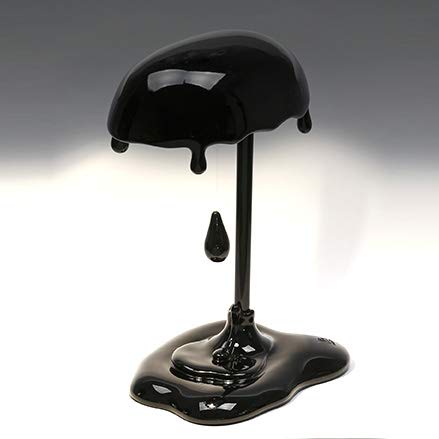 Lámpara LED de mesa Magma de resina negra brillante decorada a mano Made Cover