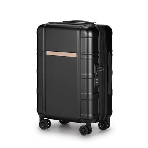 20 Inch Expandable Luggage, Suitcase, Single Suitcase, Silicone Handle, Inner Iron Outer Aluminum Trolley Case, Silent Wheels, Universal Wheels, TSA Combination Lock, Black