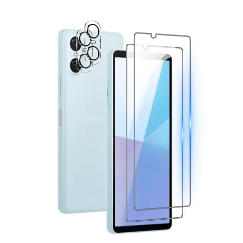対応 Xperia 10 VI 6世代 2024/SOG14/SO-52E ガラスフィルム 【2* フィルム + 2* レンズ保護フィルム】指紋防止 国産旭硝子材質 Xperia 10 VI 6世代 2024薄型 強化ガラス保護フィルム 高透過率 高光沢