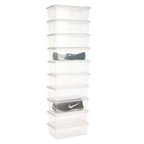 NOW & ZEN Plastic Stackable Shoe Organiser Storage Box Case with Lid - Set of 10 (5.5 L), 33 x 20.5 x 16 Centimeters, Clear