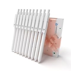 10 Pcs White shaft pen-Black Ink-0.5mm