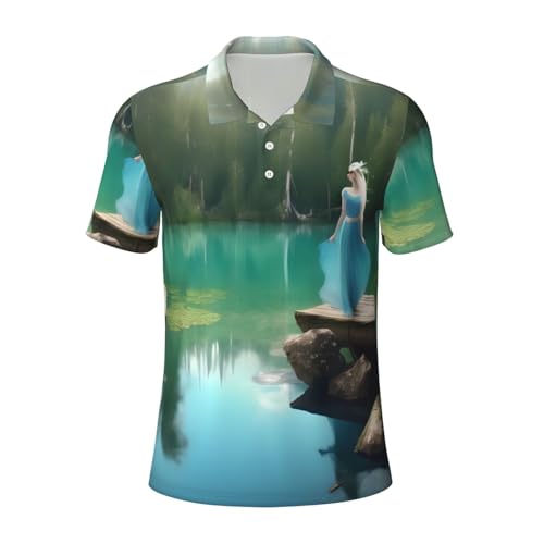 Polo anti-humidité pour homme Lake Fairy, chemise athlétique imprimée respirante