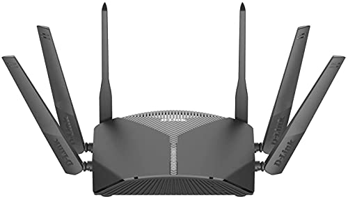 D-Link DIR-3060 WiFi Router AC3000 Mesh Smart Internet Network Compatible with Alexa & Google Assistant, MU-MIMO Tri Band Gigabit Gaming Mesh, Black
