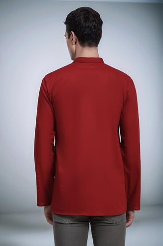 Image of SKAVIJ Men's Long Sleeve Short Tunic Ethnic Wear Cotton Kurta