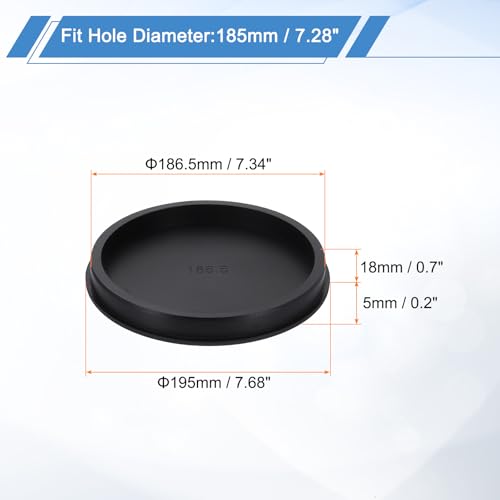Image of uxcell Silicone Hole Plug, Waterproof Round Rubber Stoppers Bottle Seal Plugs Tube Pipe End Caps for 185mm /7.28 inch Hole for Bathtub Bottle, Black