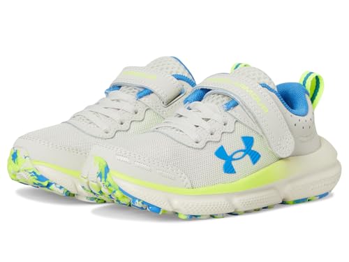 Under Armour Boys' Pre School Assert 10 Alternate Closure, (110) Summit White/High Vis Yellow/Blue Atlantis, 10.5K, US