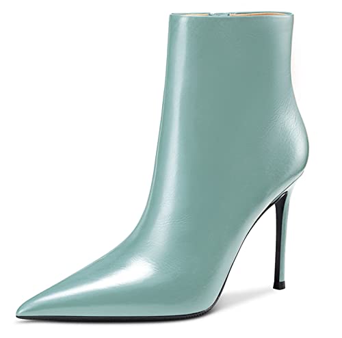 Aachcol Women Ankle Boots Short Bootie Stiletto High Heel Pointed Toe Zipper Matte 4 Inch