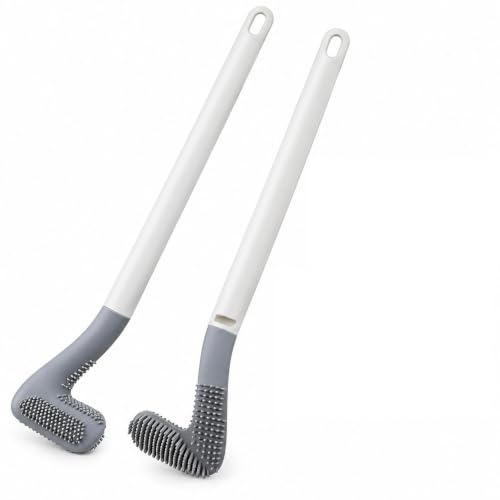 Image of 2 in 1 Wall Hanging Toilet Brush with Holder, Long Handle Bathroom Cleaning Brush, Deep Cleaning Toilet Bowl Brush, Space Saving & Hygienic Toilet Cleaning Set for Home & Bathroom (SILVARI)