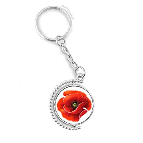 Porte-clé rotatif coquelicot rouge, une idée cadeau poétique avec son anneau fleur