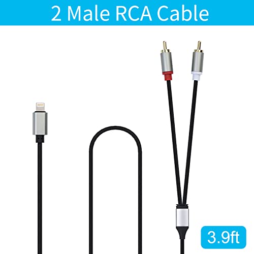 Bluechok Lightning To Rca Stereo Cable, 2-Male Audio Aux Y Splitter Adapter For Select Iphone, Ipad And Ipod Models, For Home Theater, Speaker, Power Amplifier, Car [3.9 Ft/Silver] #TOP1