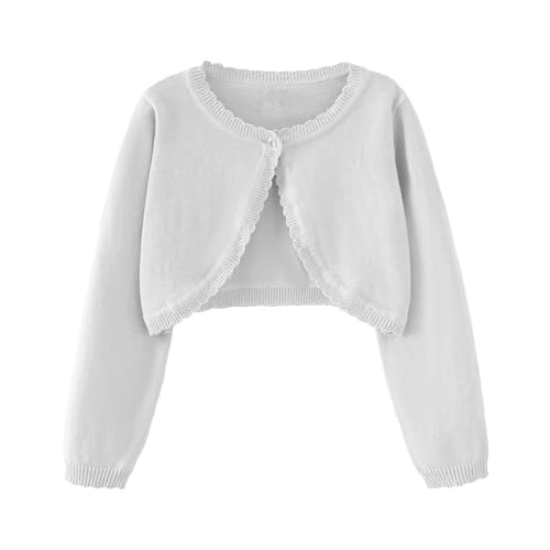 Image of Girls Bolero Cardigan Sweater Toddler Kids Long Sleeve Button Knit Shrug Cropped Cover Up Jacket Tops