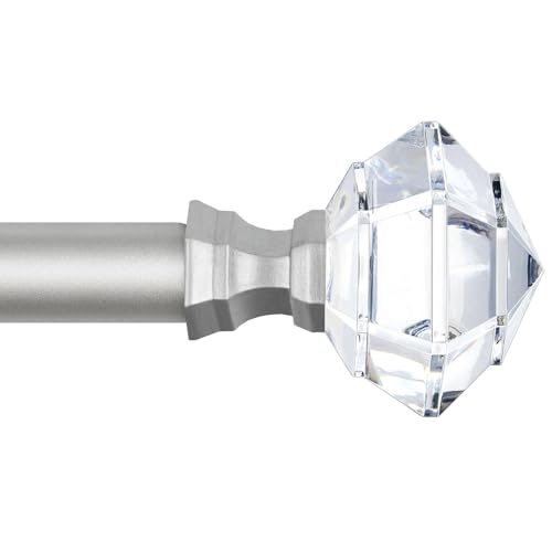 HOTOZON Curtain Pole 80 to 148 cm, Silver Curtain Poles for Eyelet Curtains, Acrylic Diamond Decorative Curtain Rod Extendable for Bedroom, Living Room, Dining Room, Kitchen