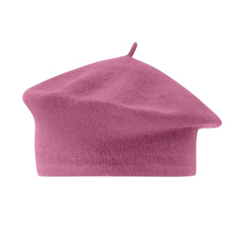 Boina para mujer, color liso, lana sintética, gorro de pintor, bufanda, Oro Rosa, Talla única