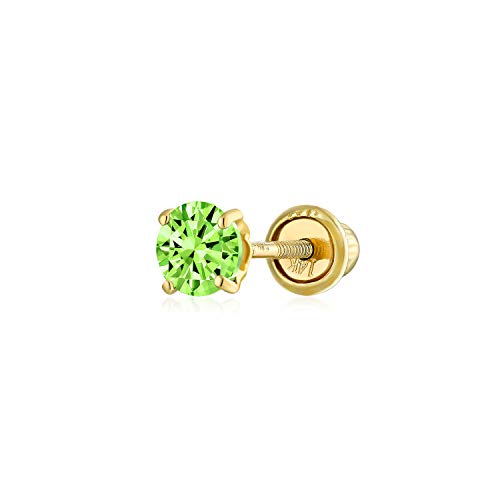 Piercing hélix en or 14k avec solitaire rond en cz et fermoir à vis sécurisé pour femme