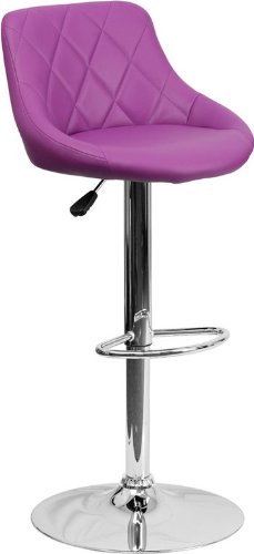 Flash Furniture Caldwell 2 Pk. Contemporary Purple Vinyl Bucket Seat Adjustable Height Barstool With Diamond Pattern Back And Chrome Base #TOP24