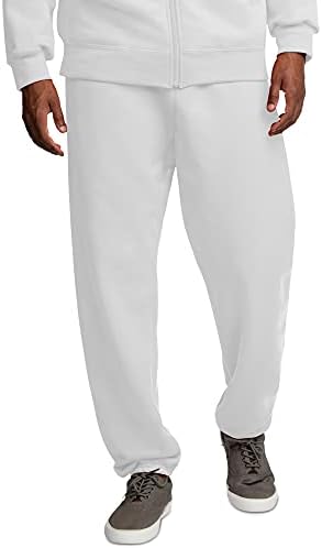 Fruit of the Loom mens Eversoft Fleece & Joggers (Regular Big Man) Sweatpants, Elastic Bottom - White, Large US