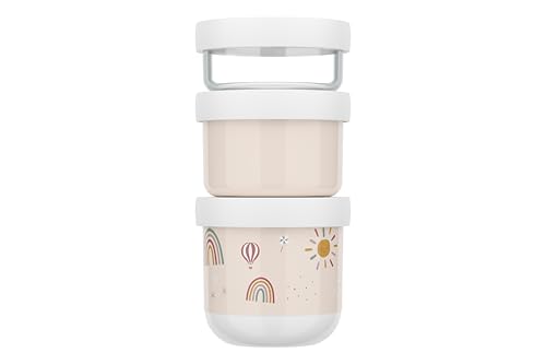 Mepal - Snackbox stapelbar 3-teilig Mio - Stapeln nach Bedarf - Mikrowellen- und Gefrierfachgeeignet - Auslaufsicher - Spülmaschinengeeignet - 100 + 175 + 275 ml - Sunshine & Rainbow