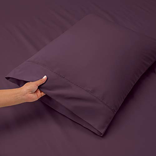 Image of Hearth & Harbor Extra Deep Pocket California King Sheet Set, Purple | 4 Piece Bed Sheet Set, Ultra Soft & Breathable, Fits Up to 24 inch Mattress, Hotel Luxury