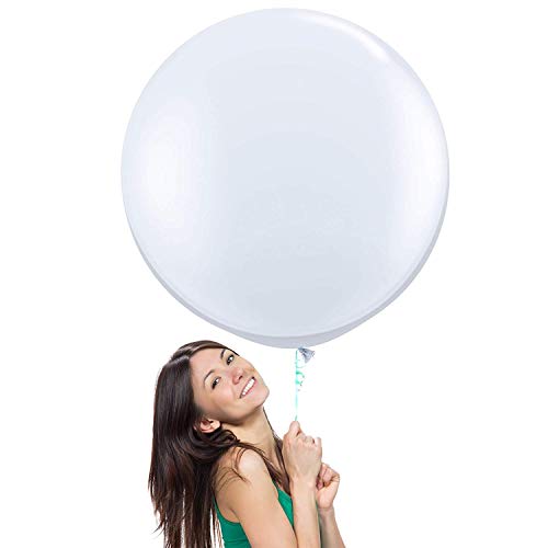 Image of AFTERLOON Biodegradable Balloons 3 pcs 36 Inch Orb Perfect Round Giant Extra Large White, Durable Thickened Strong Jumbo XL Big Helium Float, Shower Birthday Party Decorations