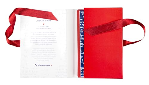 Clairefontaine 116322C - Le Mur des Je t’aime, Set de correspondance 15,5x10 cm contenant 10 cartes doubles 8,25x12,8 cm et 10 enveloppes Pollen 9x14 cm Rouge corail