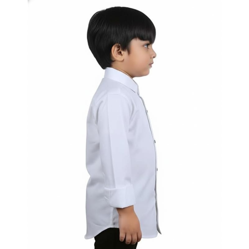 Image of Boys Cotton Blend Solid Full Sleeve Shirt with Spread Collar ? Casual Shirt for Kids